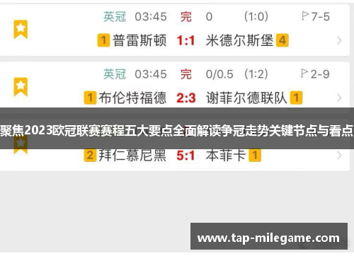 聚焦2023欧冠联赛赛程五大要点全面解读争冠走势关键节点与看点